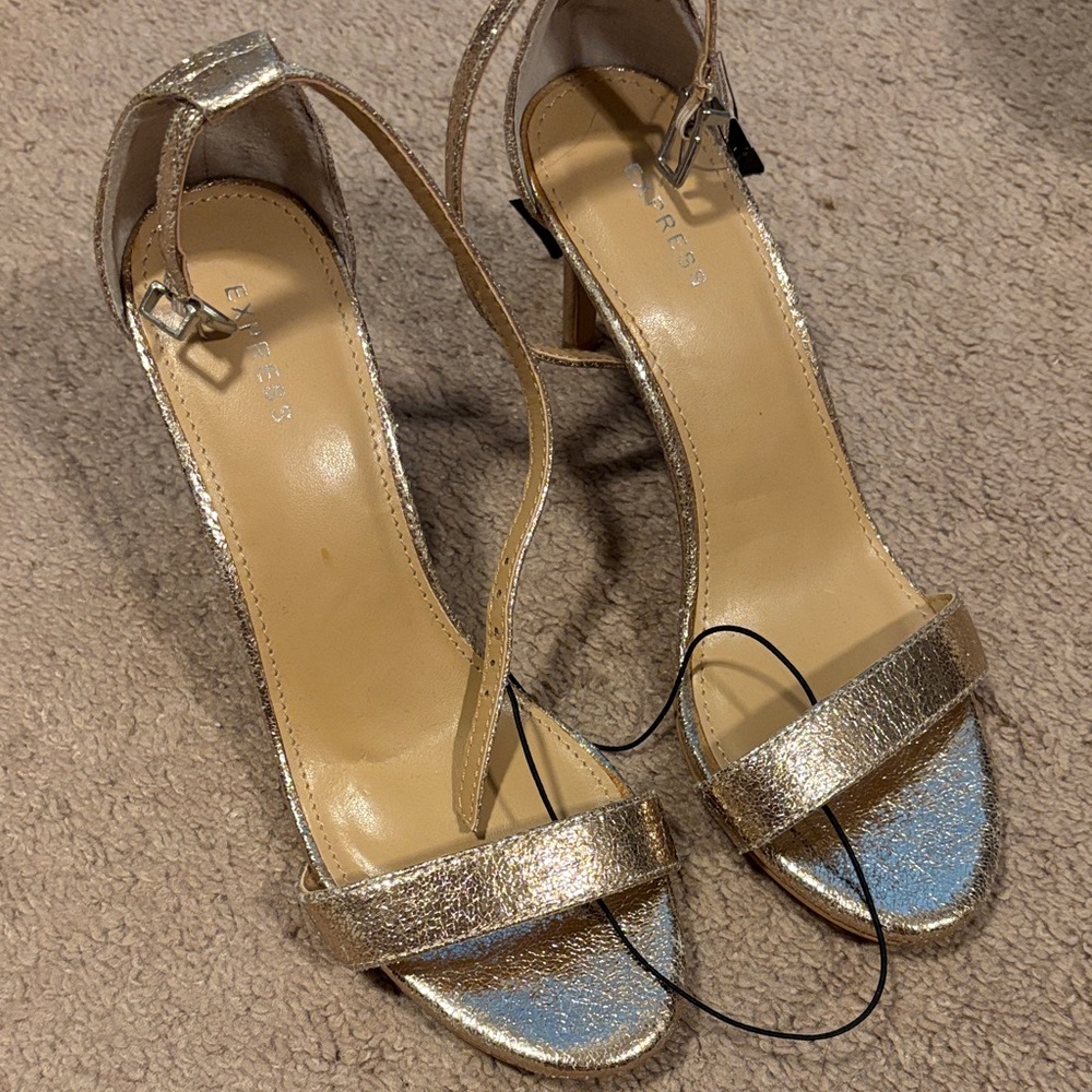 Express Metallic Gold Heels